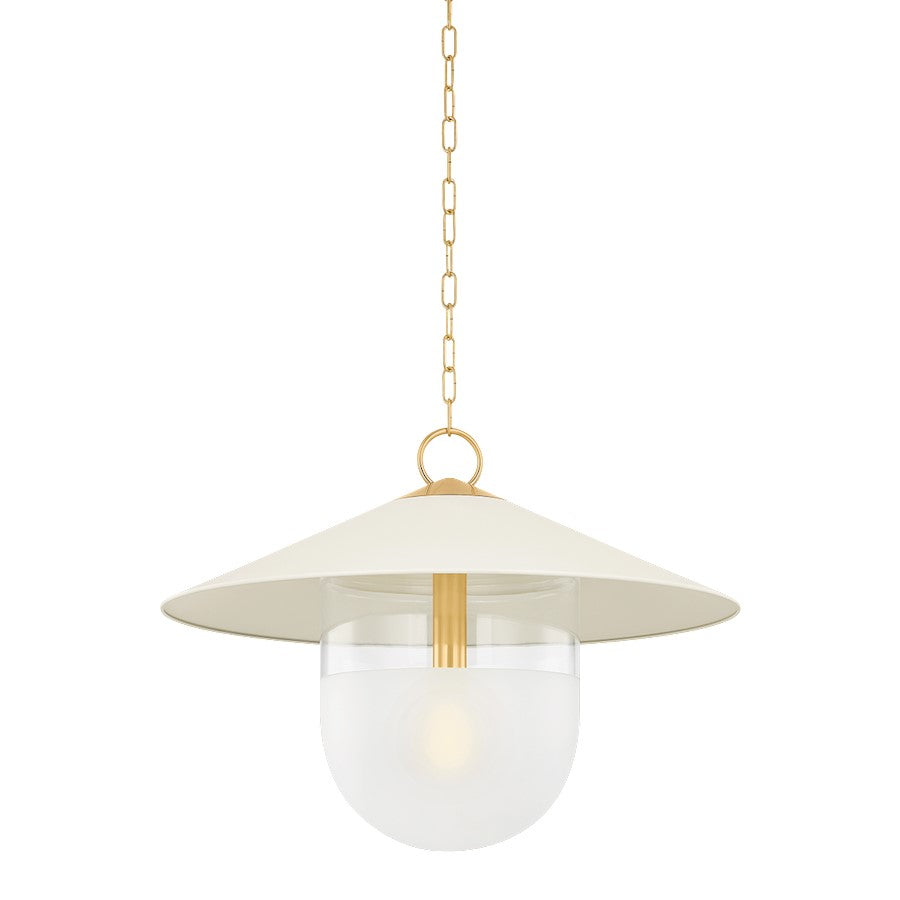 Mitzi Ressi 1 Light 28" Pendant, Brass/Cream/Clear Etched - H926701L-AGB-SCR