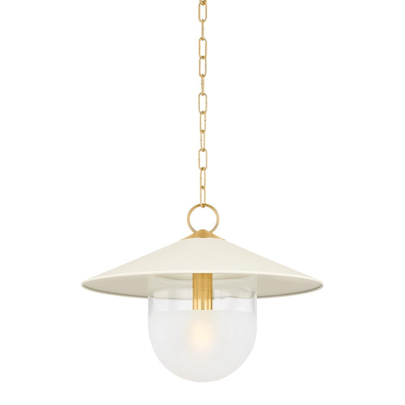 Mitzi Ressi 1 Light 20" Pendant, Brass/Cream/Clear Etched - H926701S-AGB-SCR