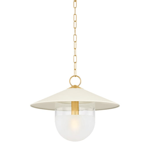 Mitzi Ressi 1 Light 20" Pendant, Brass/Cream/Clear Etched - H926701S-AGB-SCR