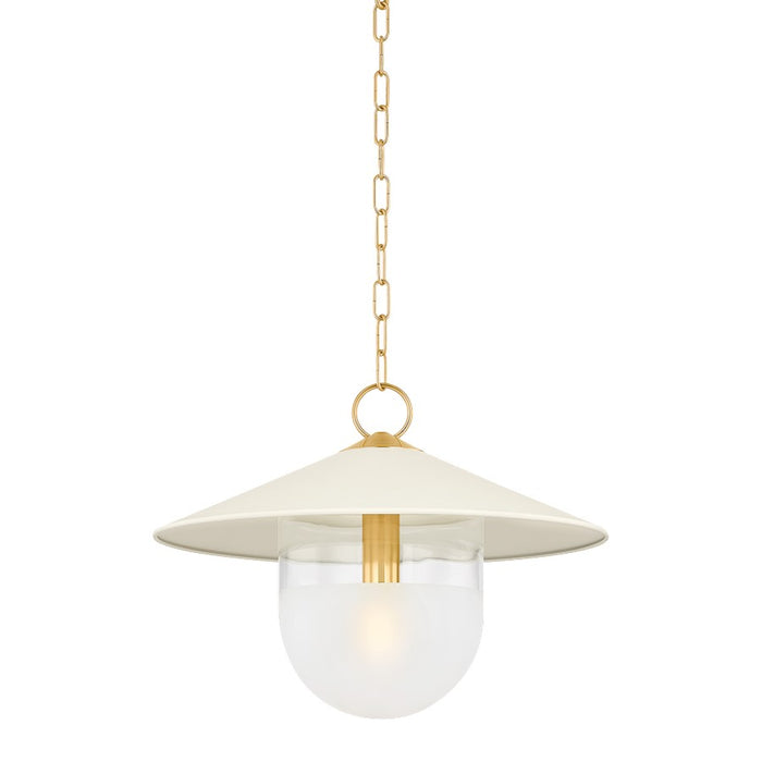 Mitzi Ressi 1 Light 20" Pendant, Brass/Cream/Clear Etched - H926701S-AGB-SCR