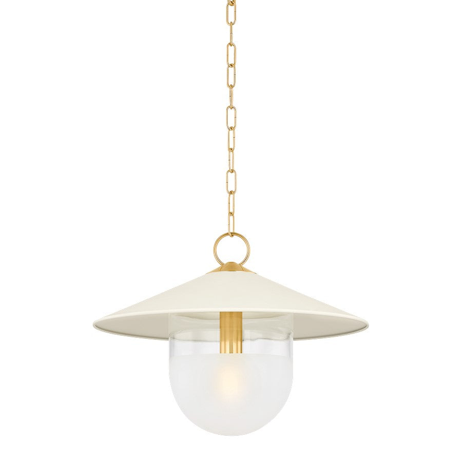 Mitzi Ressi 1 Light 20" Pendant, Brass/Cream/Clear Etched - H926701S-AGB-SCR