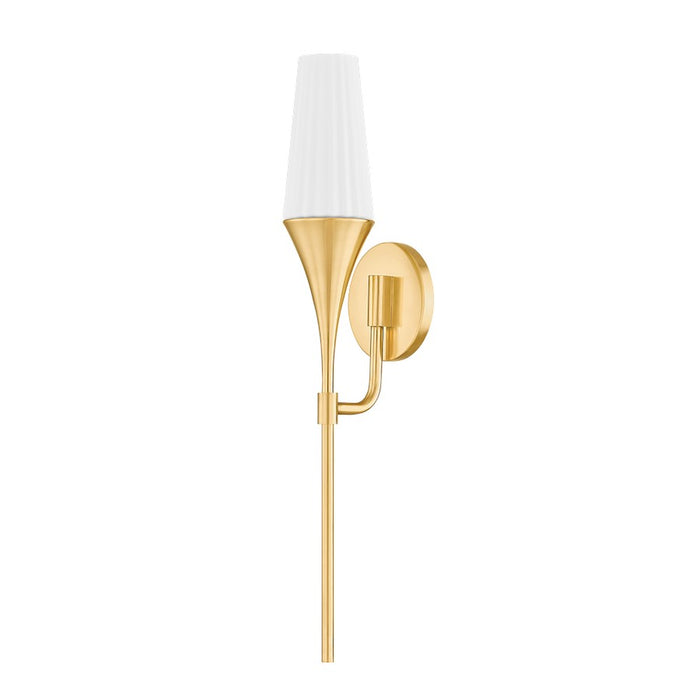 Mitzi Luisa 1 Light Wall Sconce, Aged Brass/Opal Matte - H928101-AGB