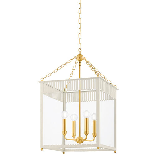 Mitzi Rosalie 4 Light 17" Lantern, Brass/Cream/Clear - H932704L-AGB-SCR