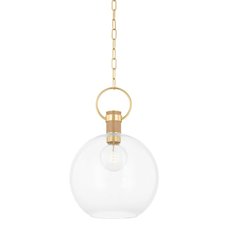 Mitzi Catrine 1 Light 16" Pendant, Aged Brass/Clear - H933701L-AGB