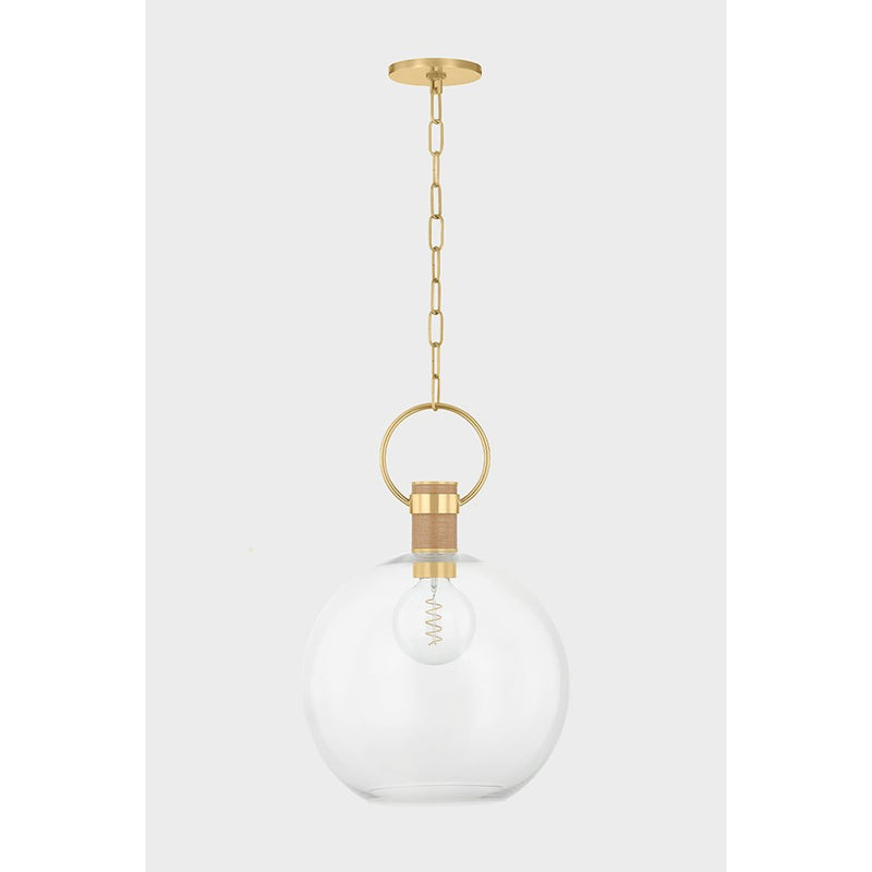 Mitzi Catrine 1 Light 12" Pendant, Aged Brass/Clear - H933701S-AGB