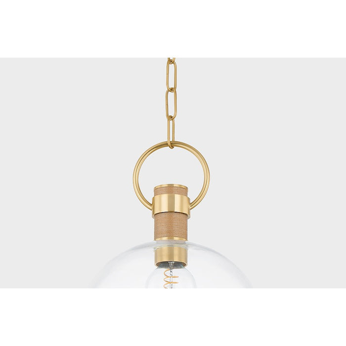 Mitzi Catrine 1 Light 12" Pendant, Aged Brass/Clear