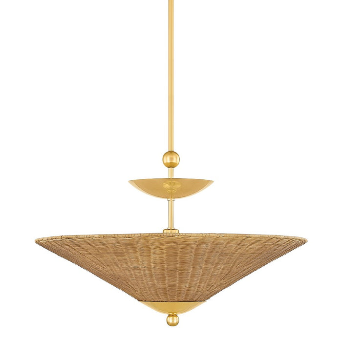 Mitzi Perilla 1 Light Pendant, Aged Brass/Vintage Natural Wicker - H968701-AGB