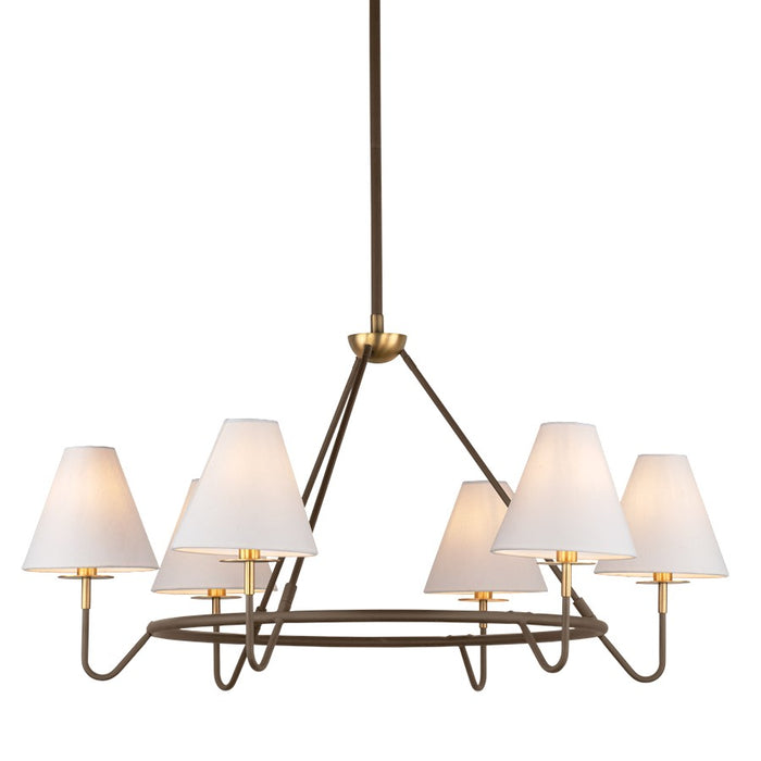 Mitzi Polly 6 Light Chandelier, Aged Brass/Bronze/White Linen - H984806-AGB-BRZ