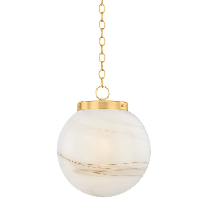 Mitzi Ambra 1 Light 16" Pendant, Aged Brass/Cappuchino Swirl - H989701L-AGB