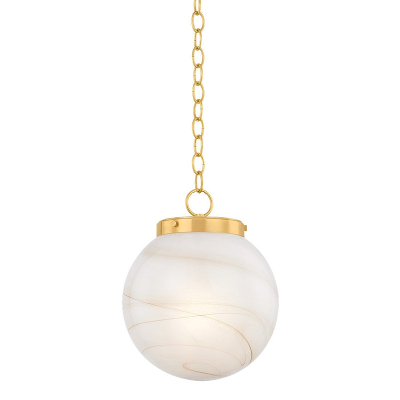 Mitzi Ambra 1 Light 12" Pendant, Aged Brass/Cappuchino Swirl - H989701S-AGB