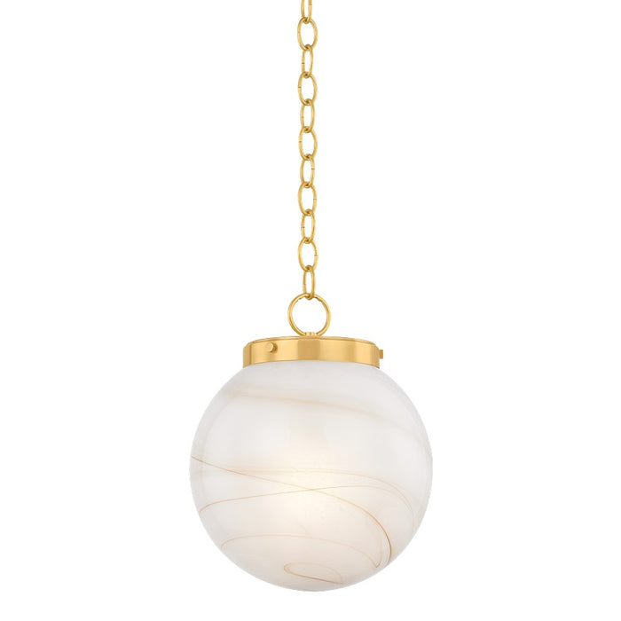 Mitzi Ambra 1 Light 12" Pendant, Aged Brass/Cappuchino Swirl - H989701S-AGB