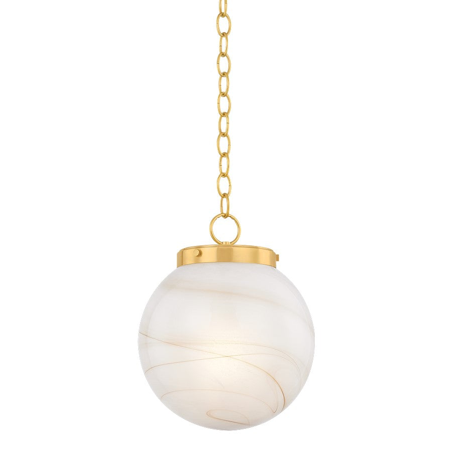 Mitzi Ambra 1 Light 12" Pendant, Aged Brass/Cappuchino Swirl - H989701S-AGB