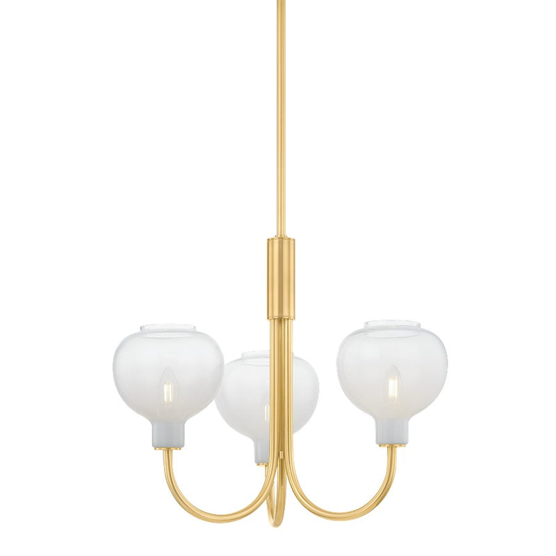 Mitzi Estelle 3 Light Chandelier, Aged Brass/Sfumato - H990803-AGB