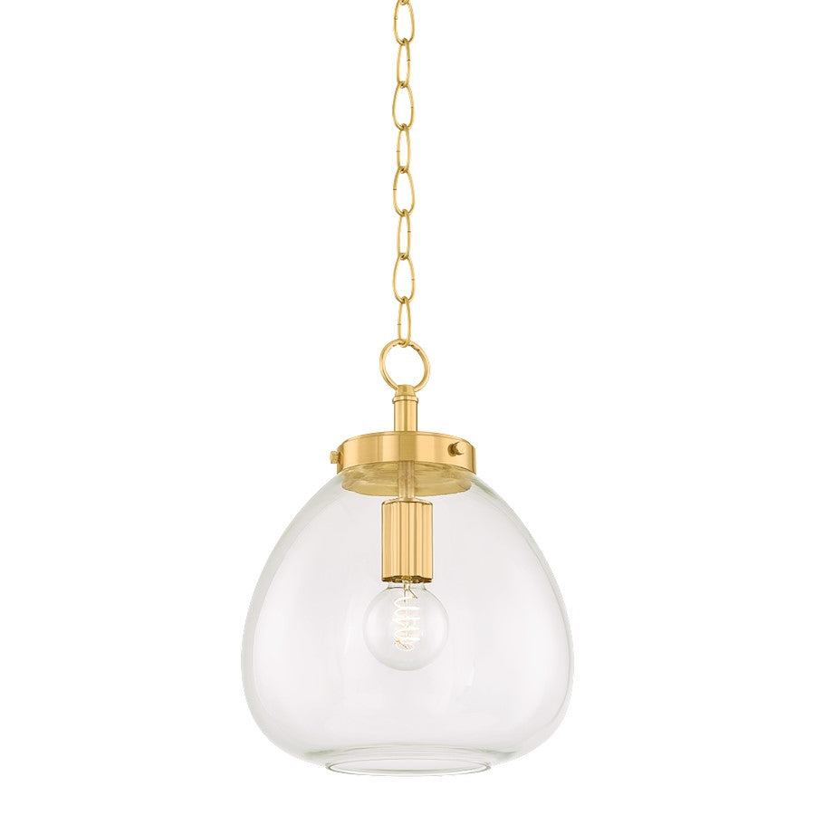 Mitzi Della 1 Light 12" Pendant, Aged Brass/Clear - H997701S-AGB