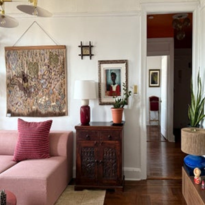 Mitzi Enya 1Lt Table Lamp, Brass/Ceramic Shadow Amphora/Jute