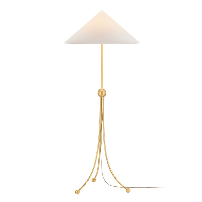 Mitzi Katya 1 Light Floor Lamp, Aged Brass/Cotton - HL1089401-AGB