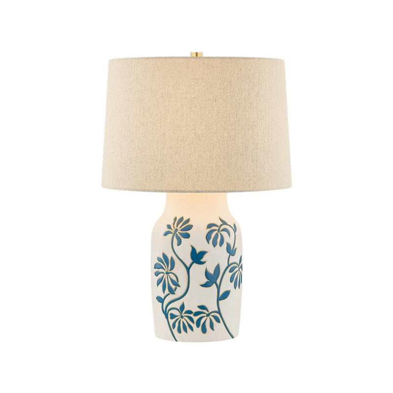 Mitzi Yazmeen 1 Light Table Lamp, Aged Brass/Sandstone Linen - HL1113201-AGB-CWF