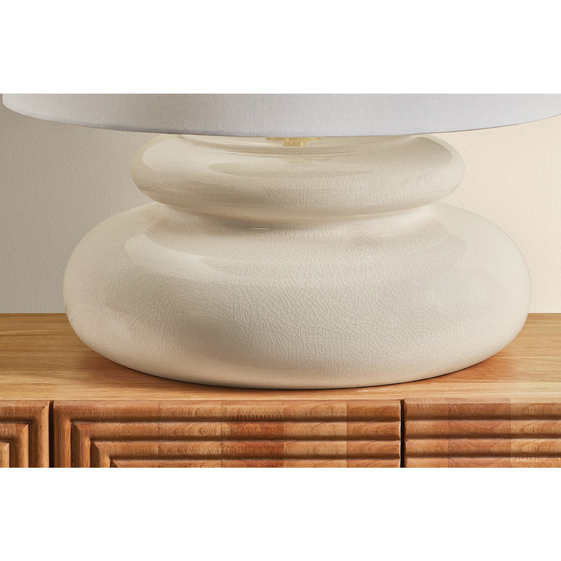 Mitzi Pia 1 Light 20" Table Lamp, Aged Brass/White Linen - HL1145201-AGB/CBR