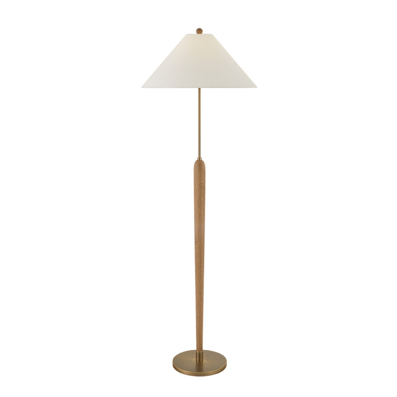 Mitzi Siena 20in 1-Light Floor Lamp | Transitional Patina Brass and White Linen | Bedroom & Living Room Reading Lamp | Model HL1162401-PBR
