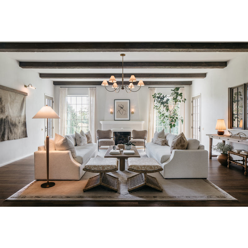 Mitzi Katherine 20in Table Lamp | Patina Brass and Off White Linen | Bedroom & Living Room Accent | 11.75 x 20 in | Model HL1188201-PBR-CUC