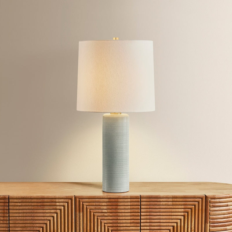 Mitzi Tuva 1 Light Table Lamp, Aged Brass/Off White Linen - HL1196201-AGB-CVL
