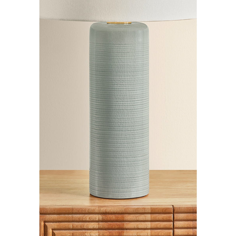 Mitzi Tuva 1 Light Table Lamp, Aged Brass/Off White Linen - HL1196201-AGB-CVL