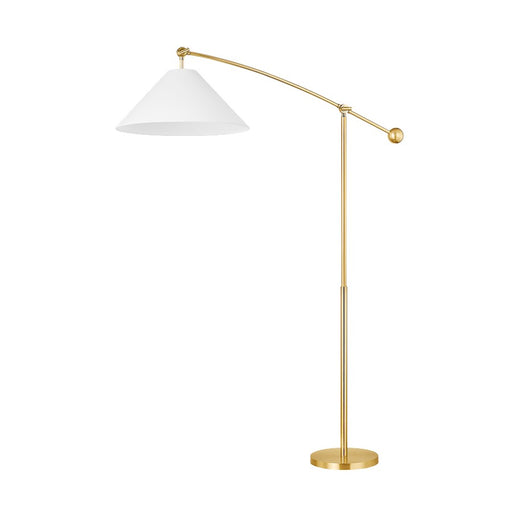 Mitzi Birdie 1 Light Floor Lamp, Aged Brass/White - HL696401-AGB