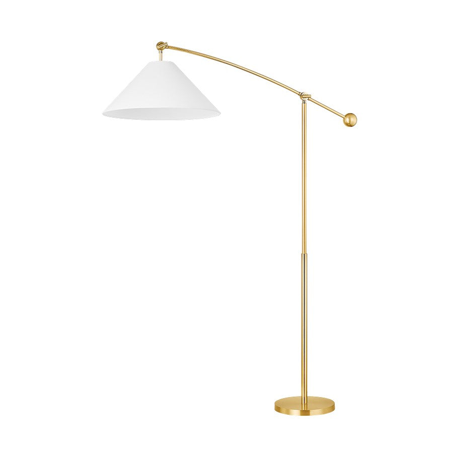 Mitzi Birdie 1 Light Floor Lamp, Aged Brass/White - HL696401-AGB