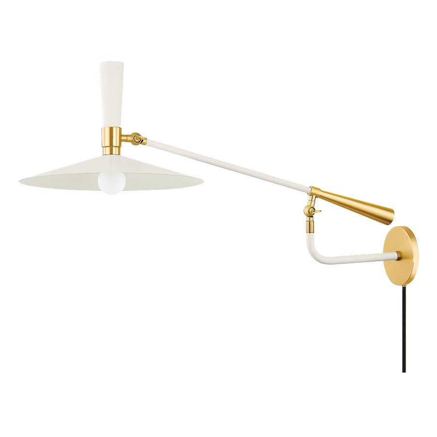 Mitzi Milena 1 Light Wall Sconce, Aged Brass/Soft Cream/ - HL906101-AGB-SCR