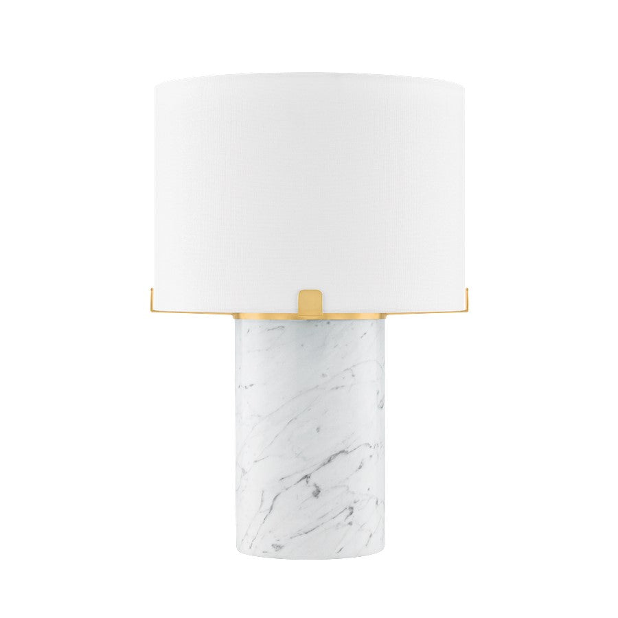 Mitzi Rumi 1 Light Table Lamp, Aged Brass/White - HL920201-AGB