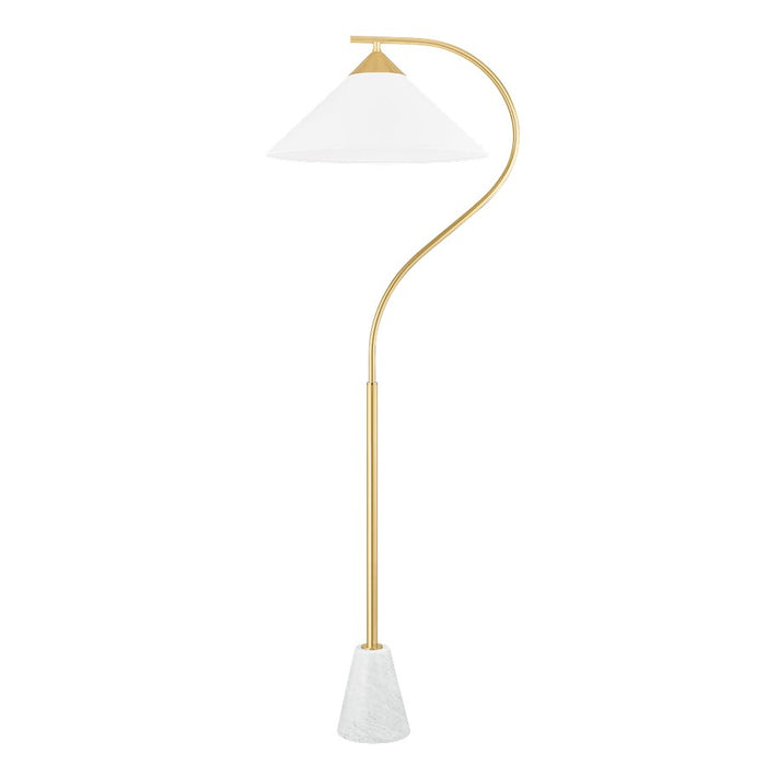 Mitzi Bianca 1 Light Floor Lamp, Aged Brass/White - HL930401-AGB