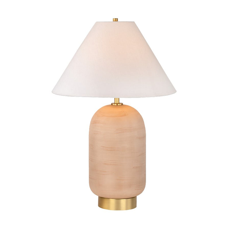 Mitzi Raven 1 Light Table Lamp, Aged Brass/White Linen - HL972201-AGB