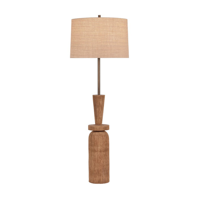 Hudson Valley Kinloch 1Lt Floor Lamp, Bronze/Ash Brown/Raffia - L1164-BRL-CAB