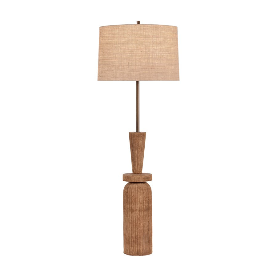 Hudson Valley Kinloch 1Lt Floor Lamp, Bronze/Ash Brown/Raffia - L1164-BRL-CAB