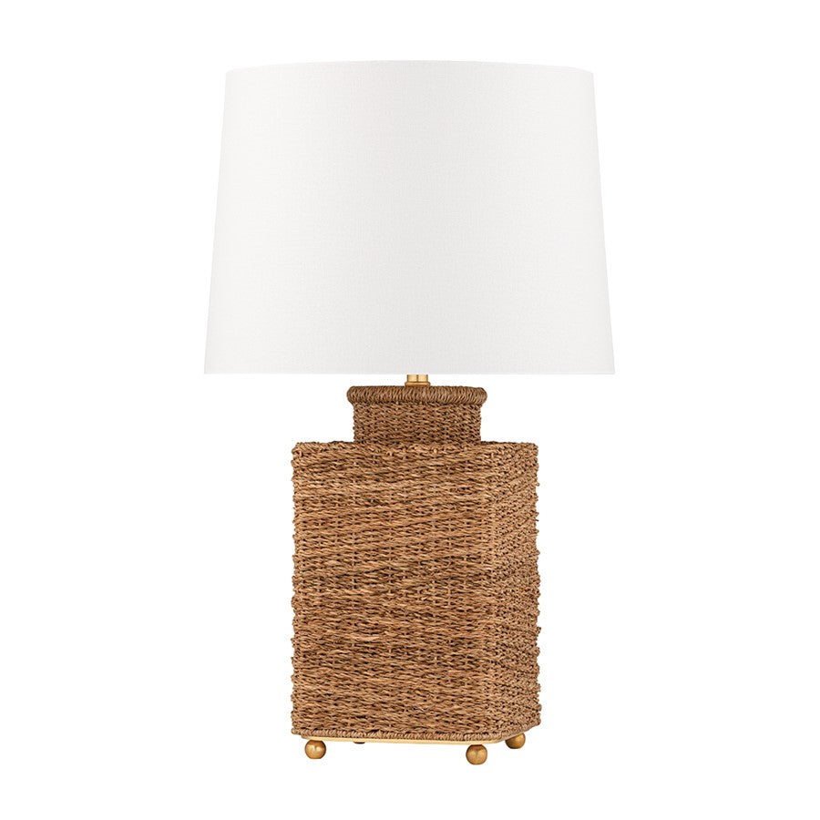 Hudson Valley Weaver 1 Light Table Lamp, Gold Leaf/White