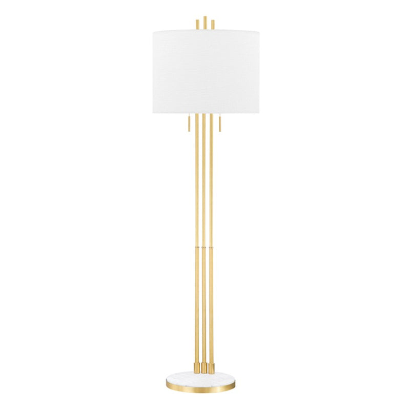 Hudson Valley Remsen 2 Light Floor Lamp, Aged Brass