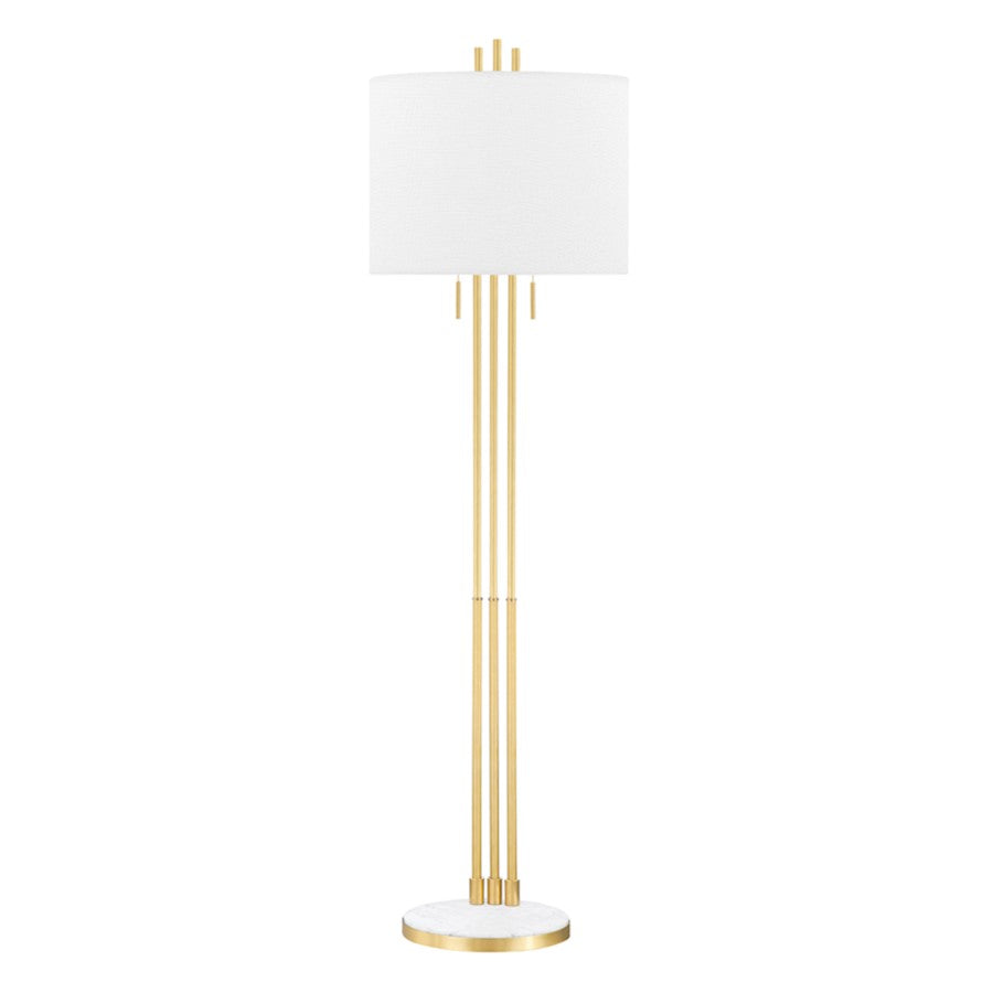 Hudson Valley Remsen 2 Light Floor Lamp, Aged Brass