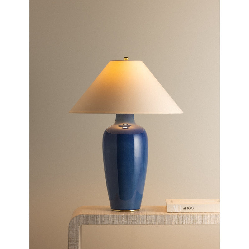 Hudson Valley Rhinelander 1Lt Table Lamp, Aged Brass/White Linen