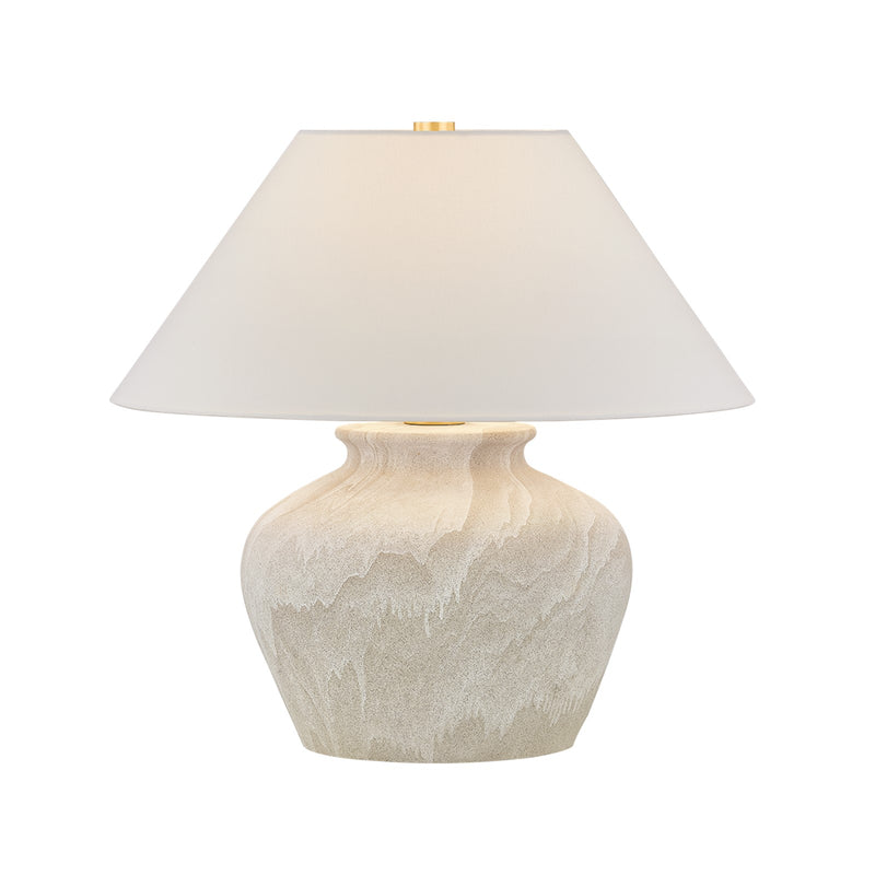 Hudson Valley Allards 1 Light Table Lamp, Aged Brass/White Linen
