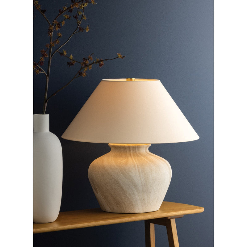 Hudson Valley Allards 1 Light Table Lamp, Aged Brass/White Linen