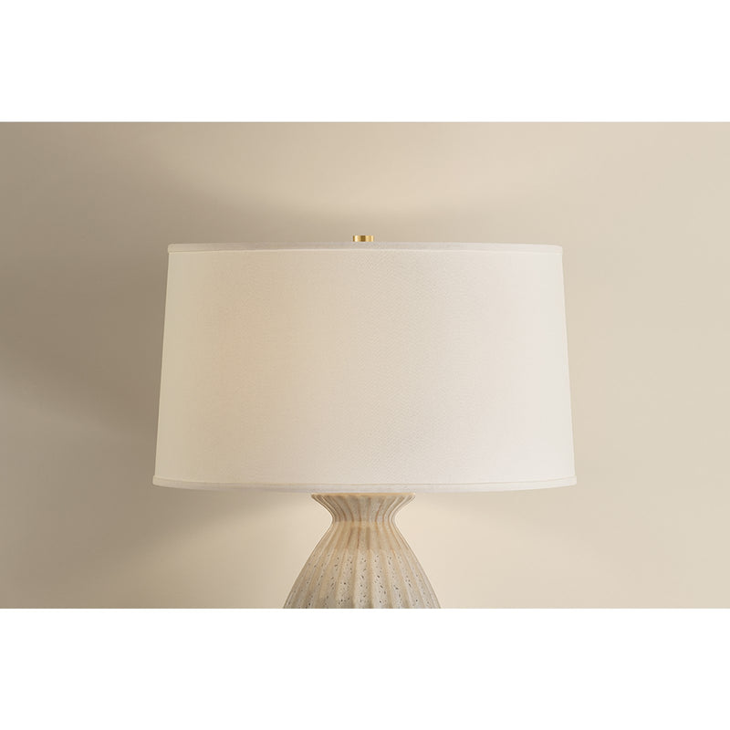 Hudson Valley Box Elder 1Lt Table Lamp, Aged Brass/White Linen