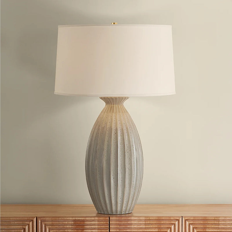 Hudson Valley Box Elder 1Lt Table Lamp, Aged Brass/White Linen