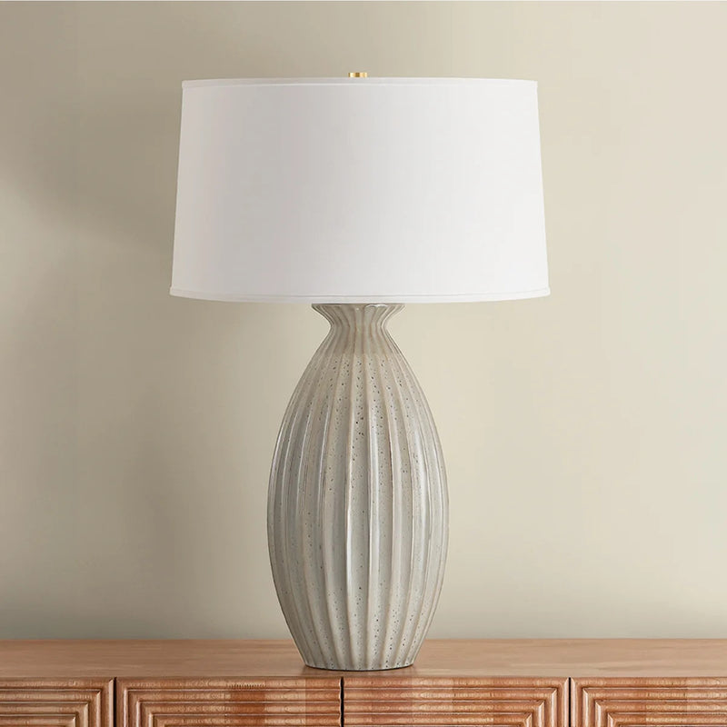 Hudson Valley Box Elder 1Lt Table Lamp, Aged Brass/White Linen