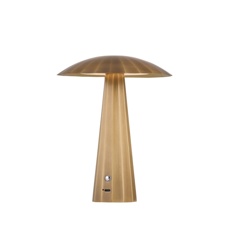 Hudson Valley Henniker Rechargeable Table Lamp | Patina Brass Aluminum and Clear Etched Acrylic | Bookshelf & Bistro Table | Model L2871-PBR