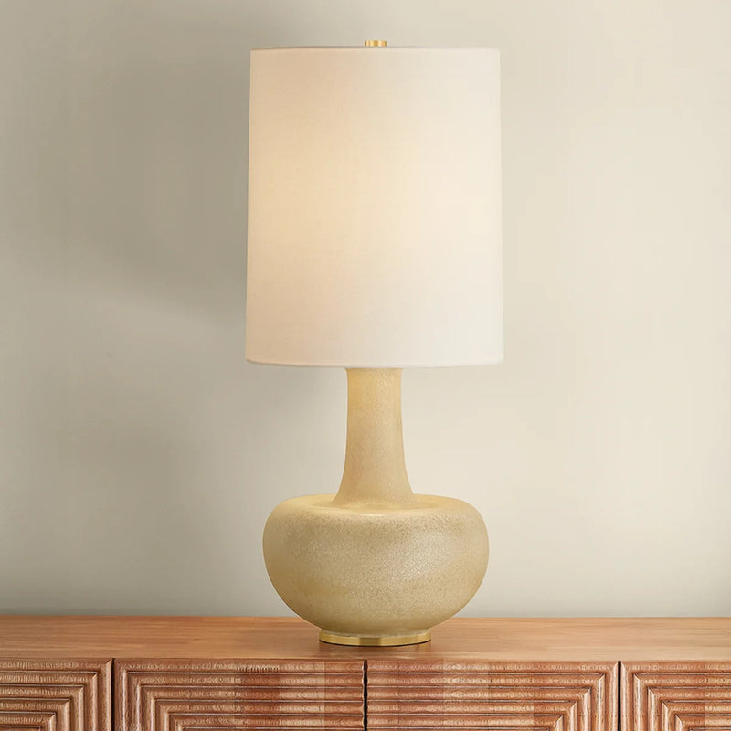 Hudson Valley Plum Point 1Lt Table Lamp, Brass/Textured Linen