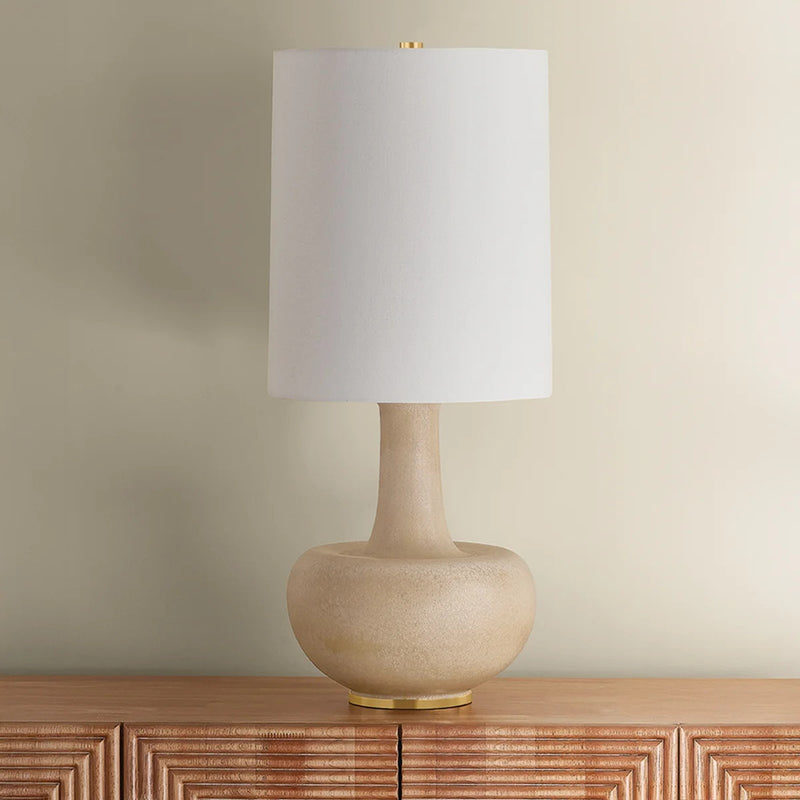 Hudson Valley Plum Point 1Lt Table Lamp, Brass/Textured Linen