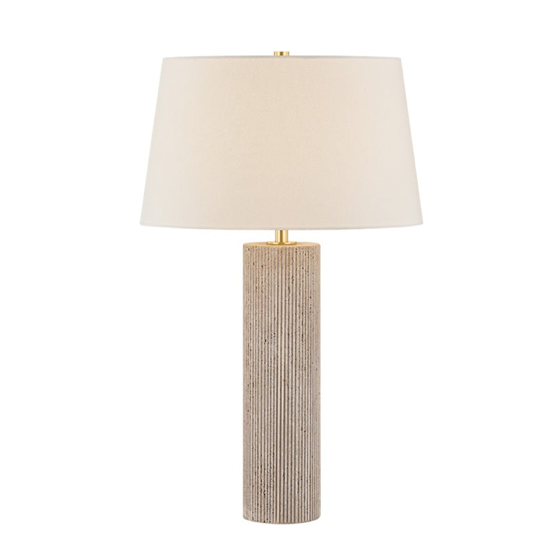 Hudson Valley Highland Mills 1Lt Table Lamp, Brass/Off White Linen - L3029-AGB