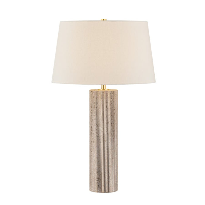 Hudson Valley Highland Mills 1Lt Table Lamp, Brass/Off White Linen - L3029-AGB