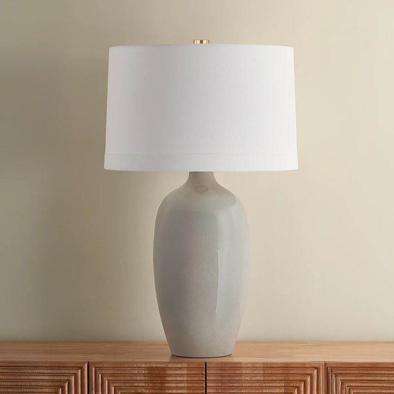 Hudson Valley Elk River 1Lt Table Lamp, Aged Brass/White Linen