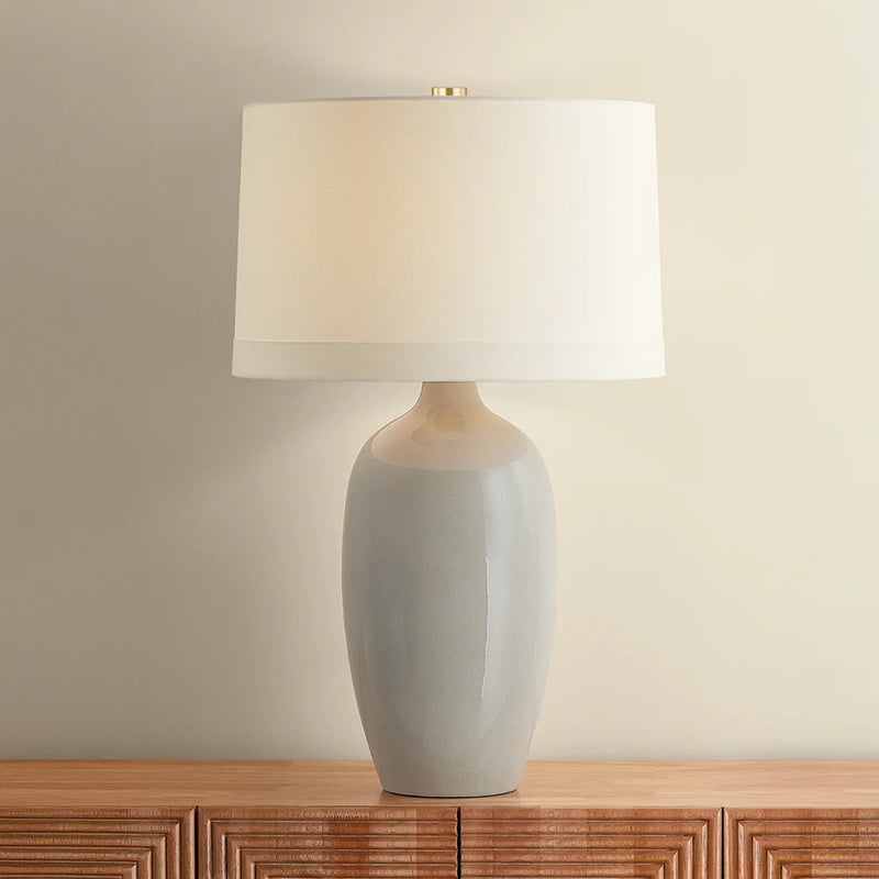 Hudson Valley Elk River 1Lt Table Lamp, Aged Brass/White Linen